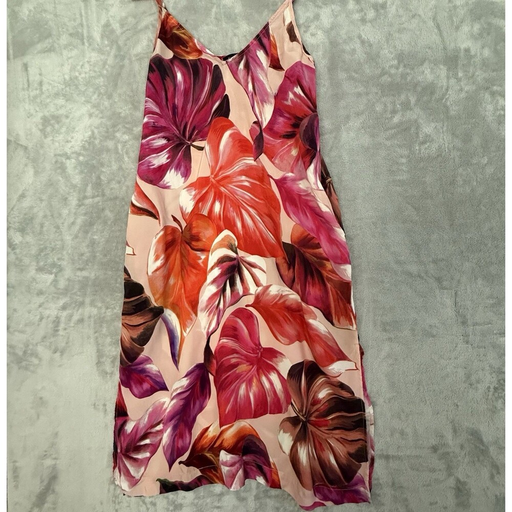 Karen Kane Slip Dress Tropical Floral Soft Silky Cupro Breathable